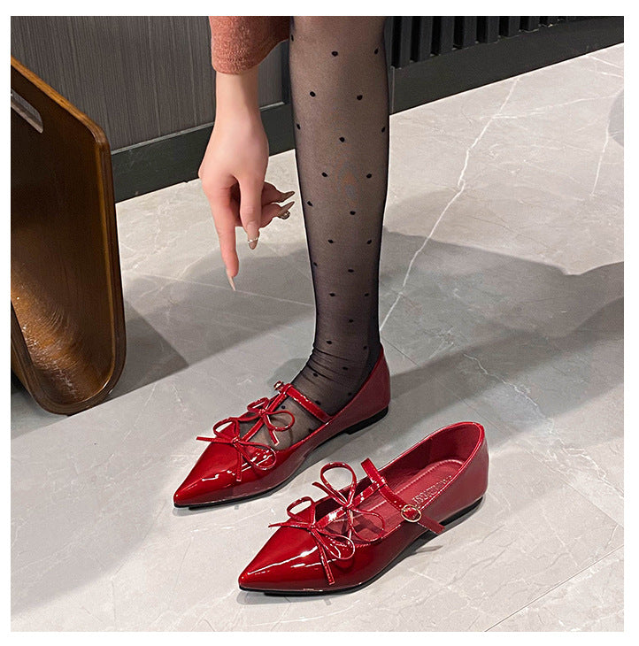 Women's Pointed-Toe Bow Mary Jane Flats detail image 13