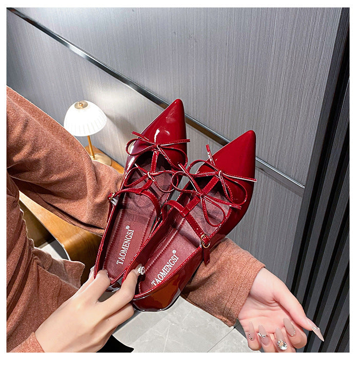 Women's Pointed-Toe Bow Mary Jane Flats detail image 14