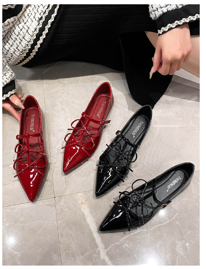 Women's Pointed-Toe Bow Mary Jane Flats detail image 15
