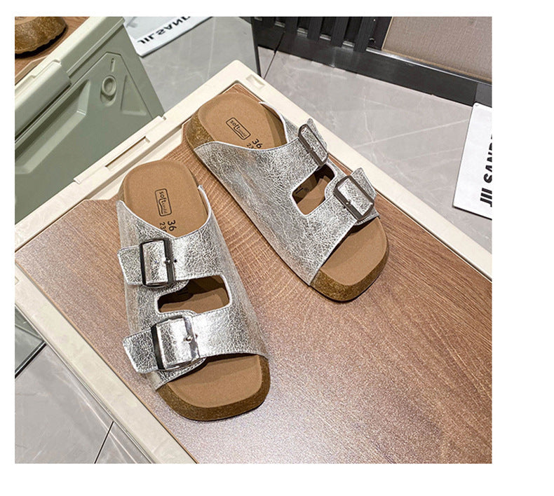 Women's Retro Buckle Thick-Sole Sandals detail image 13
