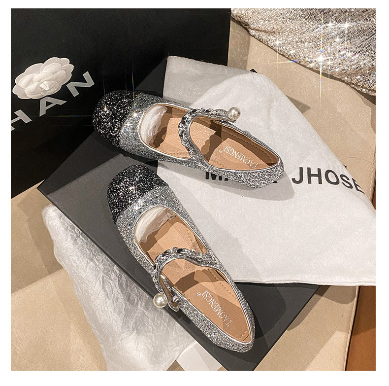Women's Rhinestone Pearl Buckle Mary Jane Flats detail image 2