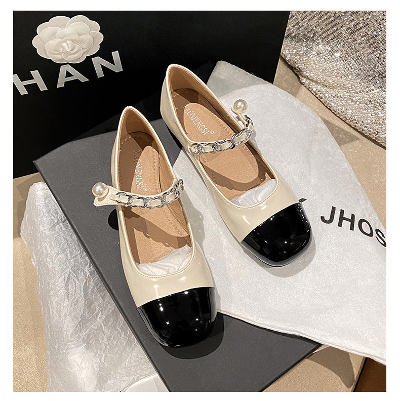 Women's Rhinestone Pearl Buckle Mary Jane Flats detail image 6
