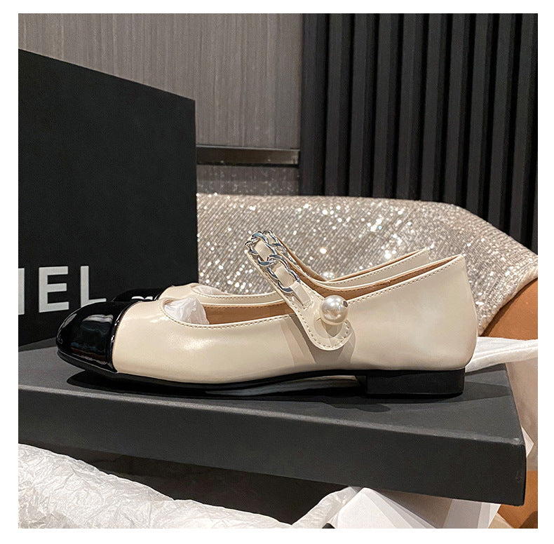 Women's Rhinestone Pearl Buckle Mary Jane Flats detail image 7