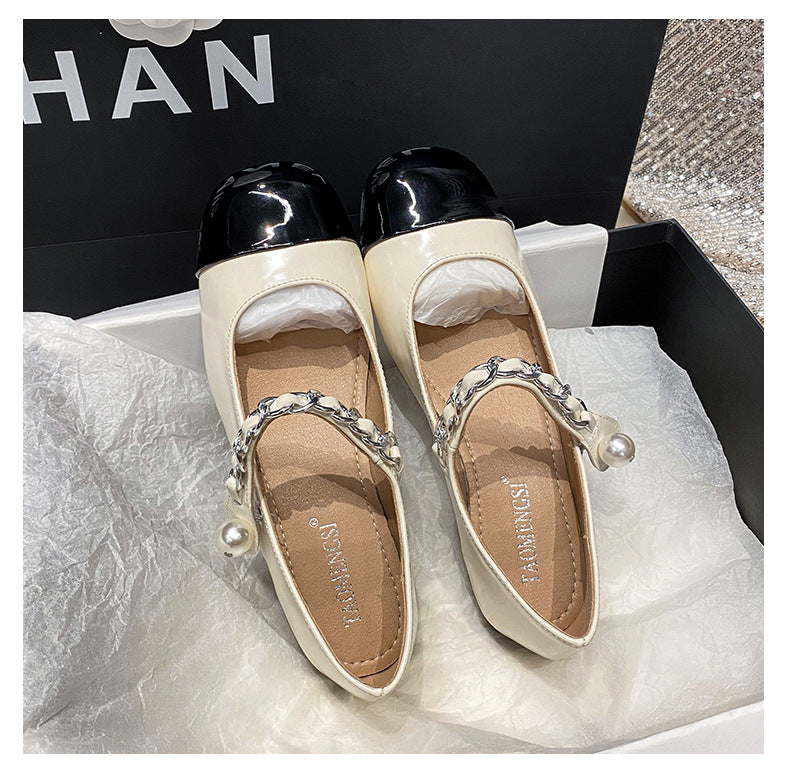 Women's Rhinestone Pearl Buckle Mary Jane Flats detail image 8