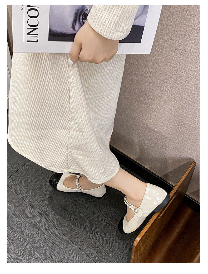 Women's Rhinestone Pearl Buckle Mary Jane Flats detail image 11