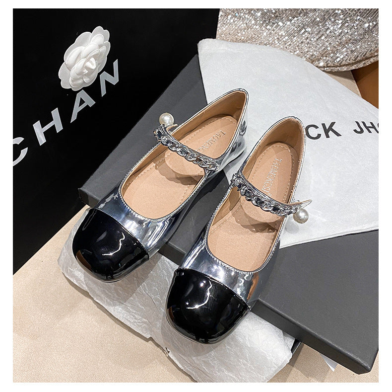 Women's Rhinestone Pearl Buckle Mary Jane Flats detail image 12