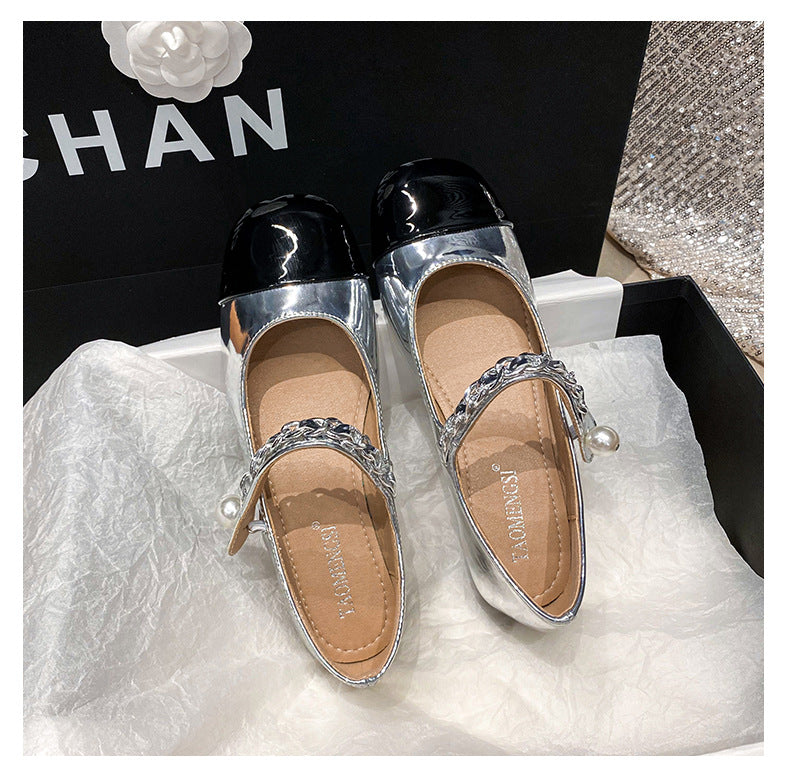 Women's Rhinestone Pearl Buckle Mary Jane Flats detail image 14