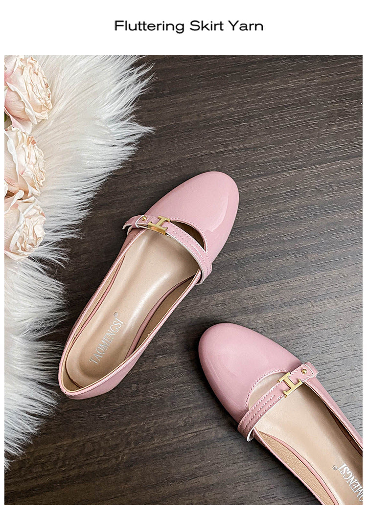 Damen-Pendler-Ballerinas mit runder Spitze und Lackriemen Detailbild 9