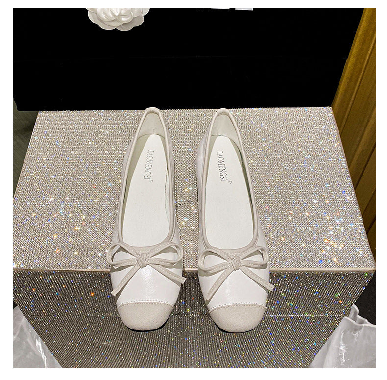 Women's Square-Toe Bow Chunky Heel Pumps detail image 1