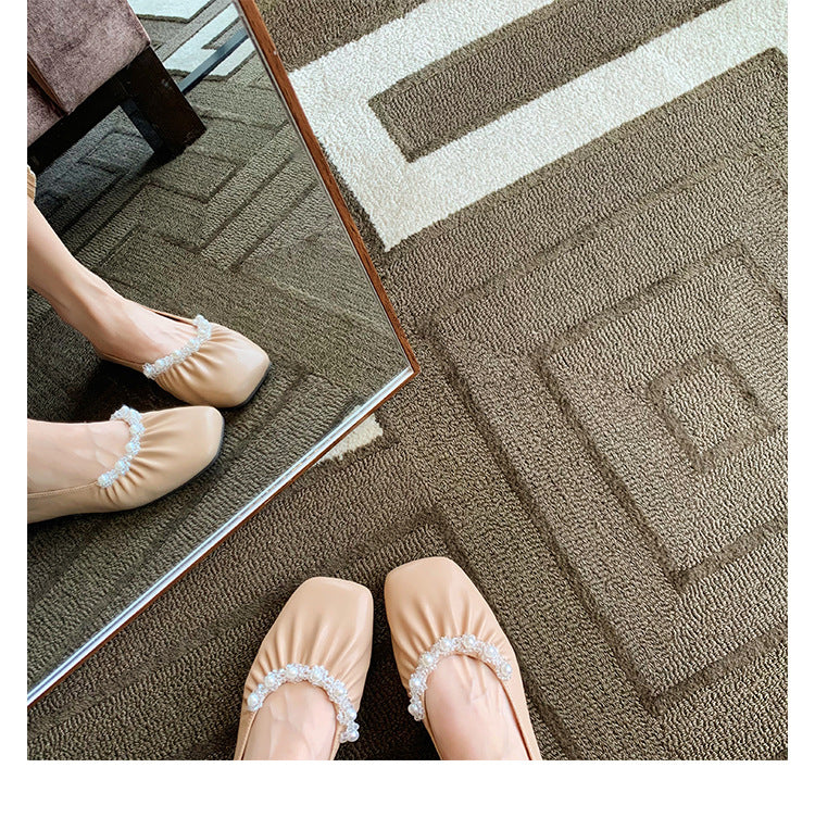 Women's Square-Toe Pearl Soft-Sole Flats detail image 3