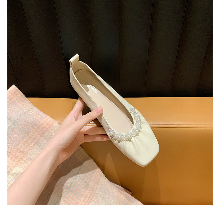 Women's Square-Toe Pearl Soft-Sole Flats detail image 9